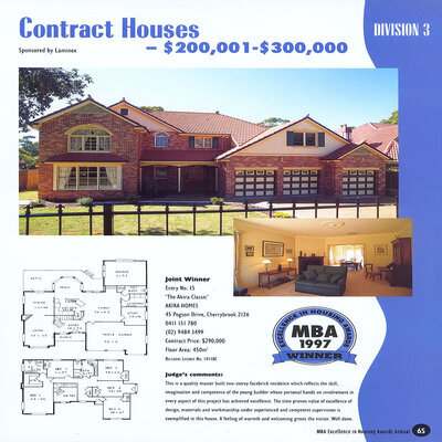 Award winner for contract homes in 1997