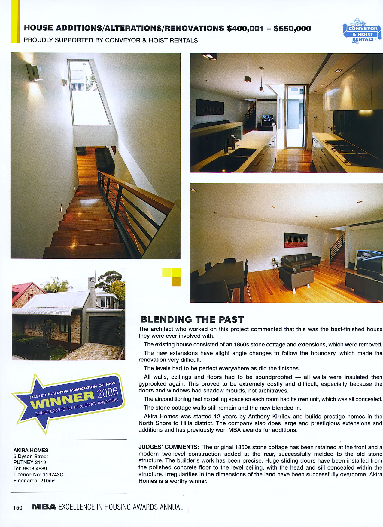 2006 Award Winner for House Additions/Alterations